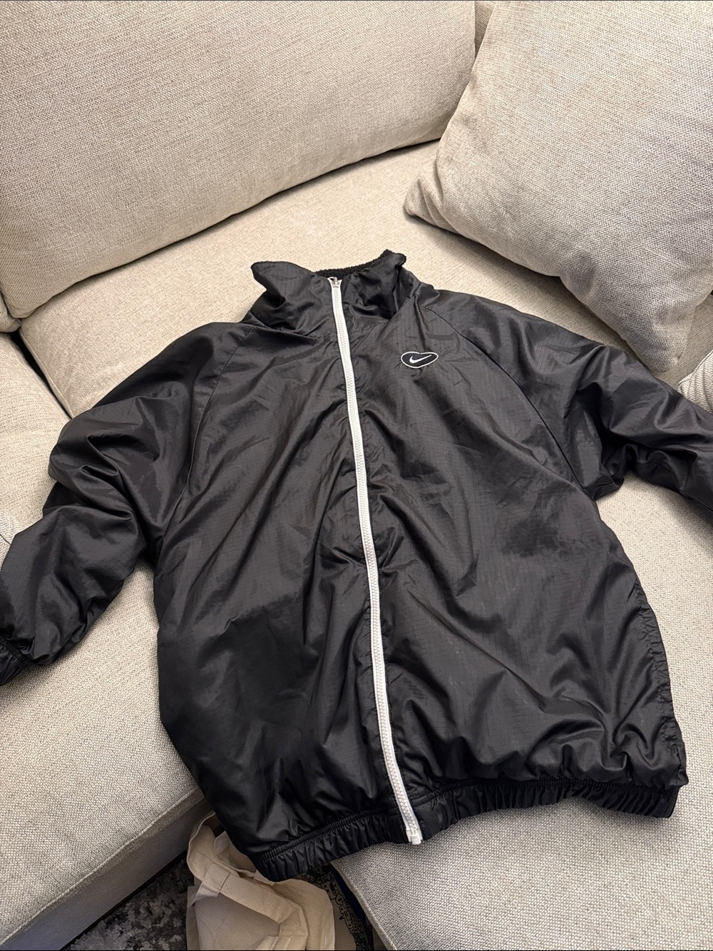 Nike Black Windbreaker Jacket with White Zip